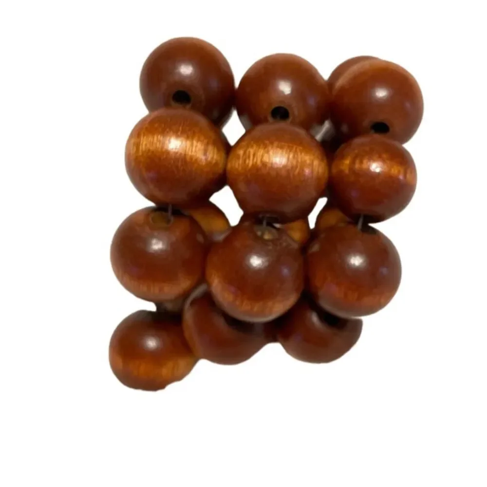 Vintage Large Jumbo Chunky Wood Balls Expandable Wrap Bracelet Retro 60’s 70’s